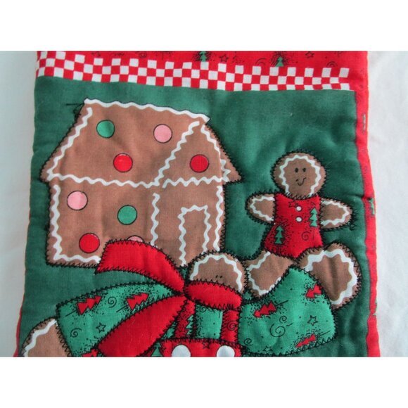Vintage Quilted Christmas Stocking Gingerbread House Boy GUC - Picture 4 of 11